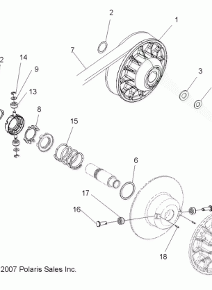 DRIVE TRAIN SECONDARY CLUTCH - A08DN76FC (49ATVCLUTCHDRIVEN08SP500EFI)