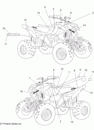 BODY DECALS - A08GP52AA (49ATVDECAL08OUT525S)