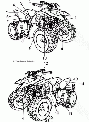 BODY DECALS - A08KA05AB / AD (49ATVDECAL08OUT50)