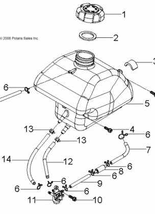 BODY FUEL TANK and HOSES - A08KA05AB / AD (49ATVFUEL07PRED50)