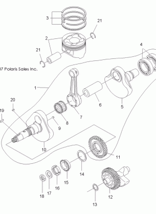 ENGINE CRANKSHAFT and PISTON - A08BA50FA (49ATVCRANKSHAFT08SCRAM)