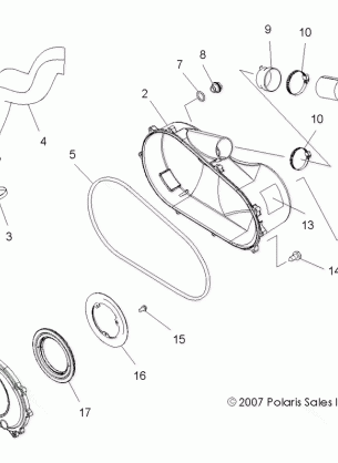 BODY CLUTCH COVER - A08MH50SS / SQ (49ATVCLUTCHCVR08SP500)