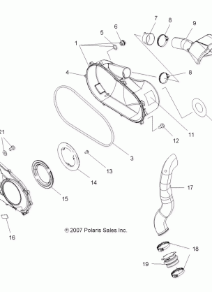 BODY CLUTCH COVER and DUCTING - A08MH76SS / SF (49ATVCLUTCHCVR08SP800EFI)