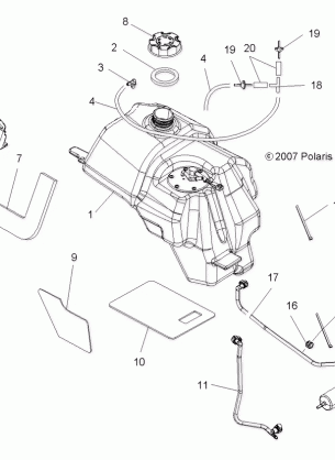 BODY FUEL TANK ASM. (Built 8 / 20 / 07 and Before) - A08MN50AF / AN / AQ / AS / AX (49ATVFUEL500EFI)