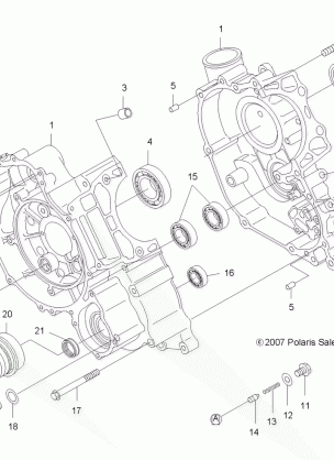 ENGINE CRANKCASE - A08MN50AF / AN / AQ / AR / AS / AT / AW / AX (49ATVCRANKCASE08SP500)