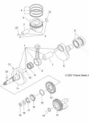 ENGINE CRANKSHAFT and PISTON - A08MN50AF / AN / AQ / AR / AS / AT / AW / AX (49ATVCRANKSHAFT08SP500)