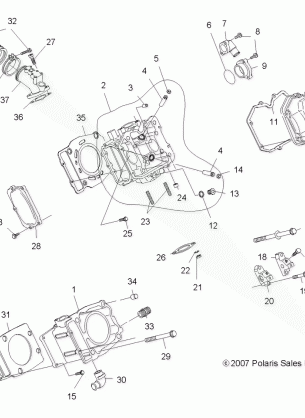 ENGINE CYLINDER and HEAD - A08MN50AF / AN / AQ / AR / AS / AT / AW / AX (49ATVCYLINDERHD08SP500EFI)