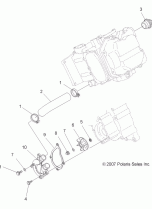 ENGINE WATER PUMP - A08MN50AF / AN / AQ / AR / AS / AT / AW / AX (49ATVWATERPUMP08SP500)