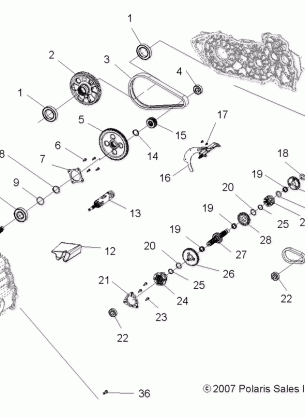 DRIVE TRAIN MAIN GEARCASE INTERNALS - A08MN50AF / AN / AQ / AR / AS / AT / AW / AX (49ATVTRANSINTL08SP500)