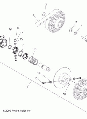 DRIVE TRAIN SECONDARY CLUTCH - A08MN50AF / AN / AQ / AR / AS / AT / AW / AX (49ATVCLUTCHDRIVEN08SPX25)