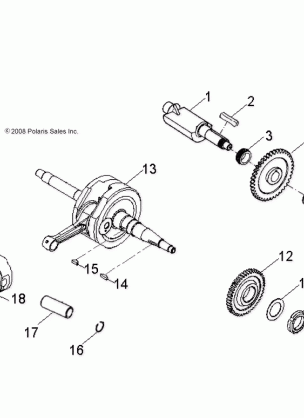 ENGINE CRANKSHAFT and PISTON - A08PB20AB / AD (49ATVCRANKSHAFT07PHX)