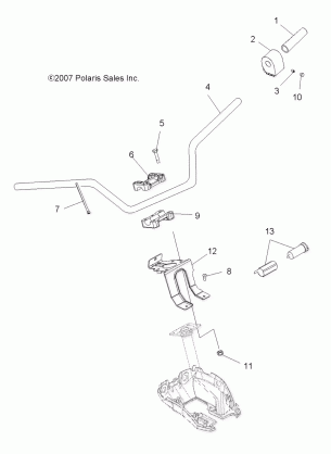 STEERING HANDLEBAR and CONTROLS - A08TN76AA / AQ (49ATVHANDLEBAR08SP500EFI)