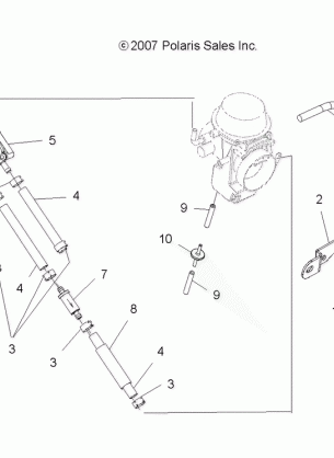 ENGINE CARBURETOR MOUNTING and FUEL PUMP and LINES - A08BG50FA (49ATVCARBBRKT08SCRAM)