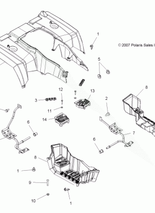 BODY REAR CAB and FOOTWELLS - A08DN50AF / AS / AW / AZ (49ATVCABRR08SPTRG500)