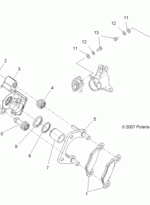 BRAKES REAR CALIPER - A08DN50AF / AS / AW / AZ (49ATVCALIPER08SPX25)