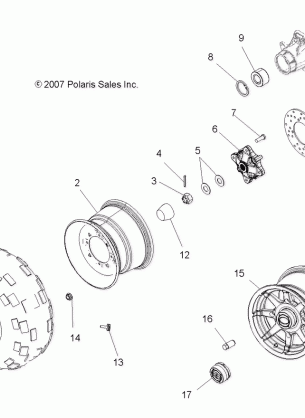 WHEELS REAR - A08DN50AF / AS / AW / AZ (49ATVWHEELREAR08SPTRG500)