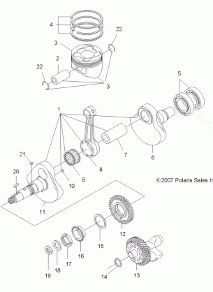 ENGINE CRANKSHAFT and PISTON - A08DN50EA (49ATVCRANKSHAFT08SP500)