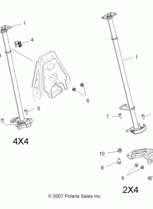 STEERING POST (Built 4 / 02 / 07 and After) - A07LB27AA / AC / LH27AA / AB / AC / AD / AL (49ATVSTEERING07HAWK2)