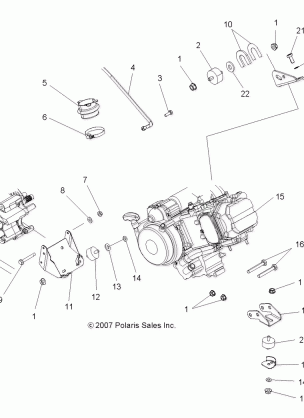 ENGINE MOUNTING - A07TH50AL / AQ / AU / AZ / TN50AF / AS / AU (49ATVENGINEX2500EFI)