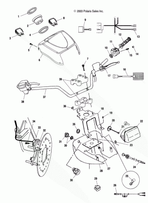 HANDLEBAR AND HEADLIGHT POD - A04CH59AF / AH / AJ / AT / AV (4986108610B13)