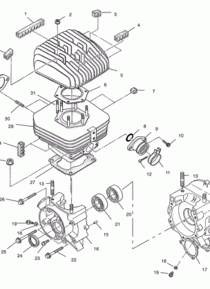 CRANKCASE and CYLINDER - A02BA25CA / CB / CD (4969896989C07)