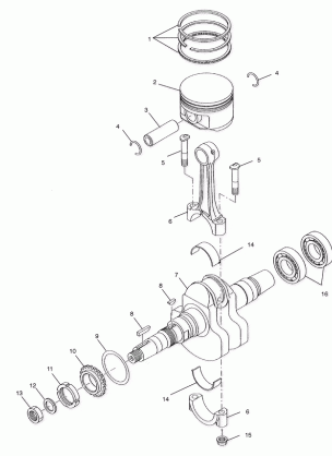 CRANKSHAFT AND PISTON - A02CB32AA / AB / FC (4970107010C14)