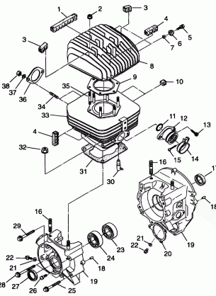 CRANKCASE and CYLINDER - A99BA25CA (4949574957c008)