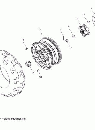 WHEELS FRONT TIRE and BRAKE DISC - A16SHE57NM (49ATVWHEELFRT15570SP)