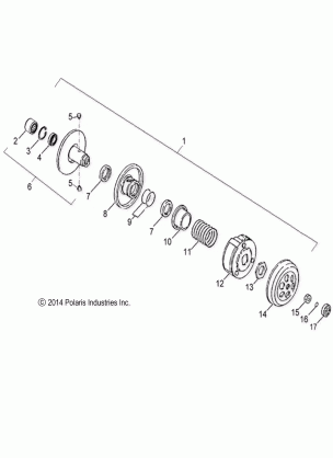 DRIVE TRAIN SECONDARY CLUTCH - A16YAK09AF (49ATVSECONDARY07OTLW90)