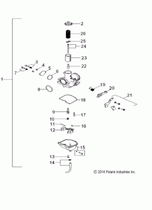 ENGINE CARBURETOR - A16YAP20AF (49ATVCARB15PHX)