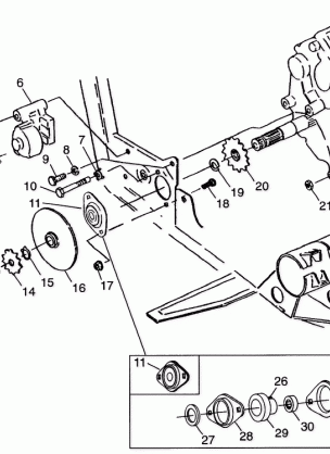 GEARCASE / BRAKE and CHAIN COVER MOUNTING XPLORER 400L W98CC38C (4945414541C005)