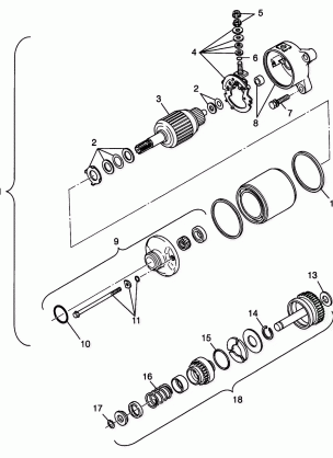 STARTING MOTOR SPORTSMAN 500 W98CH50A and W98CH50AB (4945714571E002)