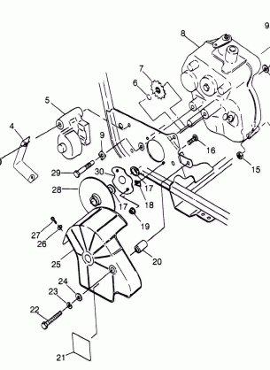 GEARCASE / BRAKE MOUNTING Sport 400L W97BA38C and Trail Blazer W97BA25C (4940124012C001)