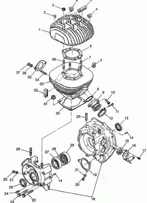 CRANKCASE and CYLINDER (300) XPRESS 300 W97CA28C (4939603960D003)