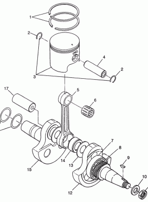 CRANKSHAFT and PISTON (300) XPRESS 300 W97CA28C (4939603960D007)