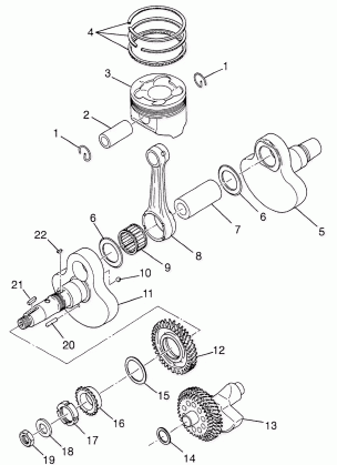 CRANKSHAFT and PISTON Magnum 4X4 W97AC42A Swedish Magnum 4X4 S97AC42E and (4940834083C014)