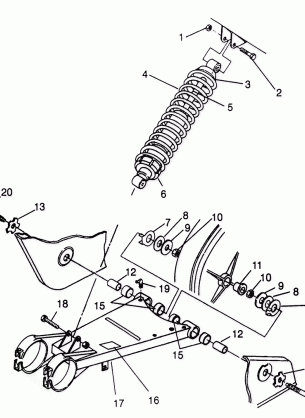 SWING ARM / SHOCK MOUNTING 6X6 400L - W968740 and  6X6 400L Norwegian - N9687 (4935963596C007)