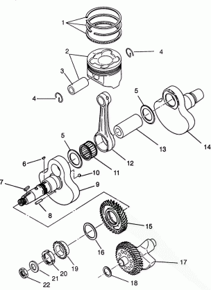 CRANKSHAFT and PISTON Magnum 6X6 - W968744 and Magnum 6X6 Swedish - S968744 (4936073607D009)