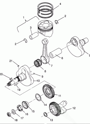 CRANKSHAFT and PISTON SPORTSMAN 500 W969244 and SWEDISH SPORTSMAN 500 S9692 (4936093609D004)