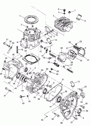 CRANKCASE and CYLINDER 6x6 400L - U.S.  W958740 SWEDISH  S958740 and NORWE (4930273027D012)