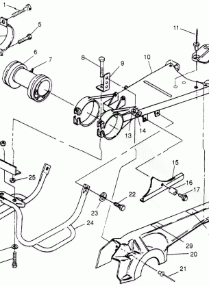 SWING ARM / GUARD MOUNTING 6x6 400L - U.S.  W958740 SWEDISH  S958740 and NOR (4930273027C008)