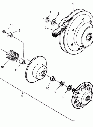 DRIVEN CLUTCH ASSEMBLY 4x4 300 W948130 (4926762676C002)