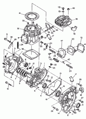 CRANKCASE and CYLINDER 350 2X4  /  W927539 (4922882288031A)