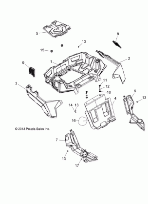 BODY REAR RACK AND FENDERS - A15DAA32AA / AJ (49ATVRACKMTGRR14325)