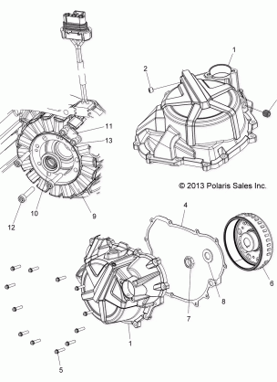 ENGINE STATOR COVER AND FLYWHEEL - A15DAA32AA / AJ (49ATVFLYWHEEL14SP325)