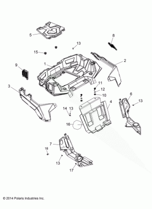 BODY REAR RACK AND FENDERS - A15DAA32EA / EJ (49ATVRACKMTGRR15325E)