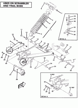 Swing Arm Weldment and Rear Shock Assembly (4910981098032A)