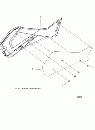 BODY RIGHT HAND SIDE PANEL HEAT SHIELD AND HARDWARE 2 UP - A18SDS57C5 / E5 (101335)