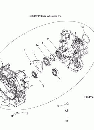 ENGINE CRANKCASE - A18DAE57B2 (101494)