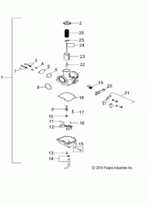 ENGINE CARBURETOR - A18YAP20A8 / N8 (49ATVCARB15PHX)